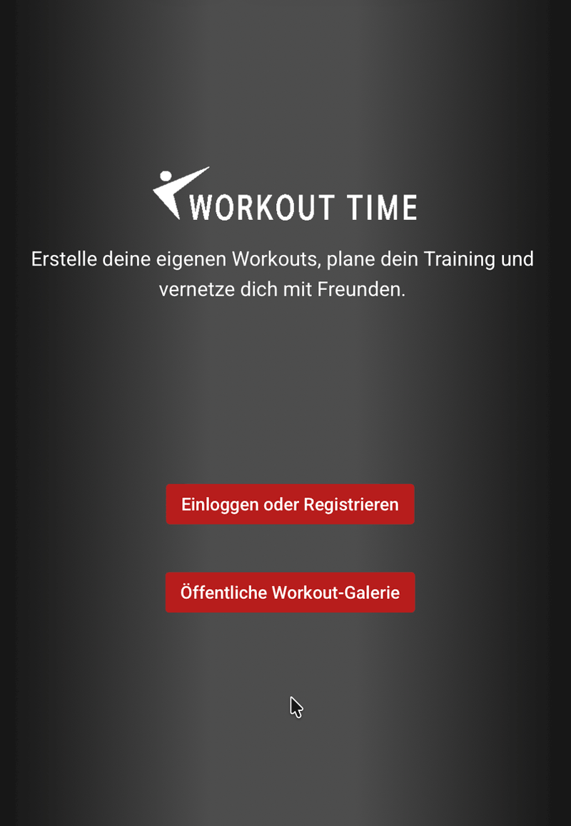 Willkommensbildschirm der App